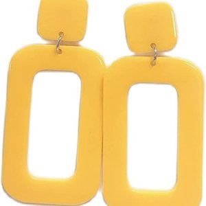 Neon Yellow Retro Acrylic Earrings